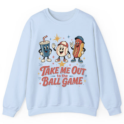 Take Me Out to the Ball Game Retro Baseball Sweatshirt - product mockup - Light Blue