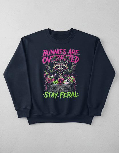 Punk Rock Raccoon Bunnies Are Overrated Sweatshirt - Navy