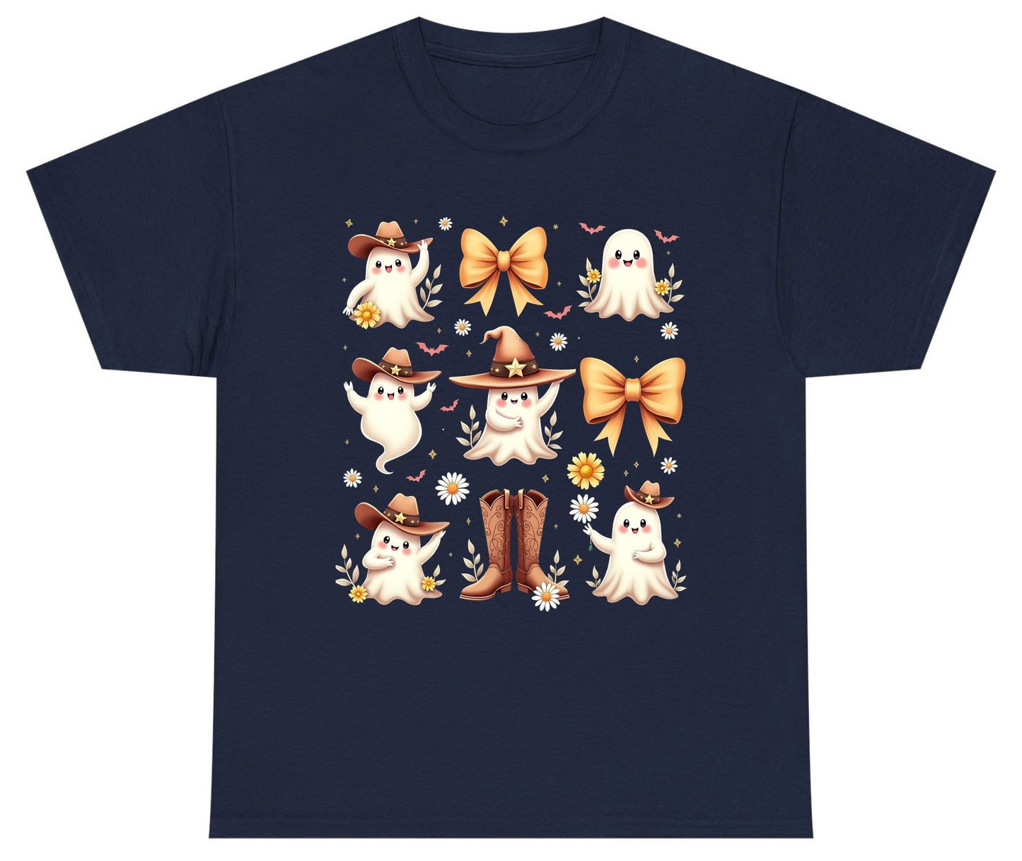 Boo Haw Cute Ghost cute ghost Youth T-Shirt Navy product mockup