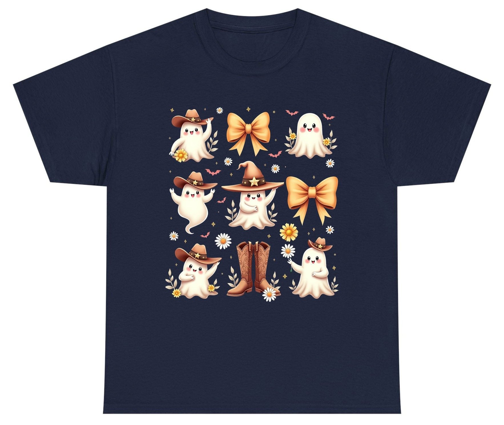 Boo Haw Cute Ghost cute ghost Youth T-Shirt Navy product mockup
