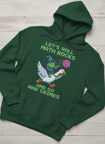 Let's Roll Math Rocks Frog Wizard Pixel Art TTRPG Design Hoodie - Forest Green
