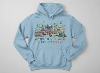 You Can Never Have Too Many Trucks Watercolor Design Hoodie - Light Blue