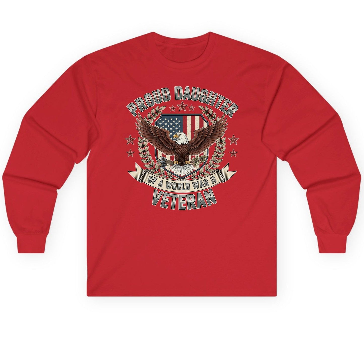 Proud Daughter of a World War Ii Veteran wwii veteran Long Sleeve Tee Red product mockup