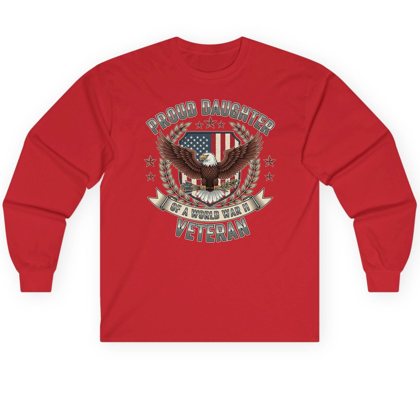 Proud Daughter of a World War Ii Veteran wwii veteran Long Sleeve Tee Red product mockup
