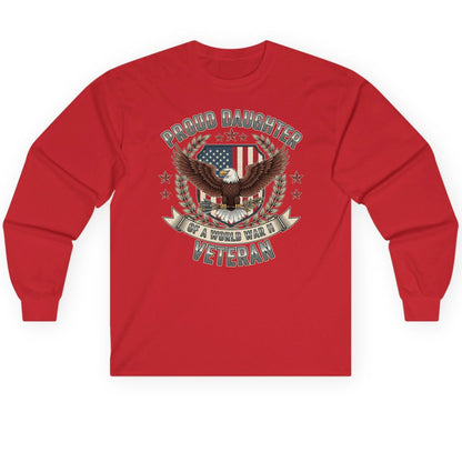 Proud Daughter of a World War Ii Veteran wwii veteran Long Sleeve Tee Red product mockup