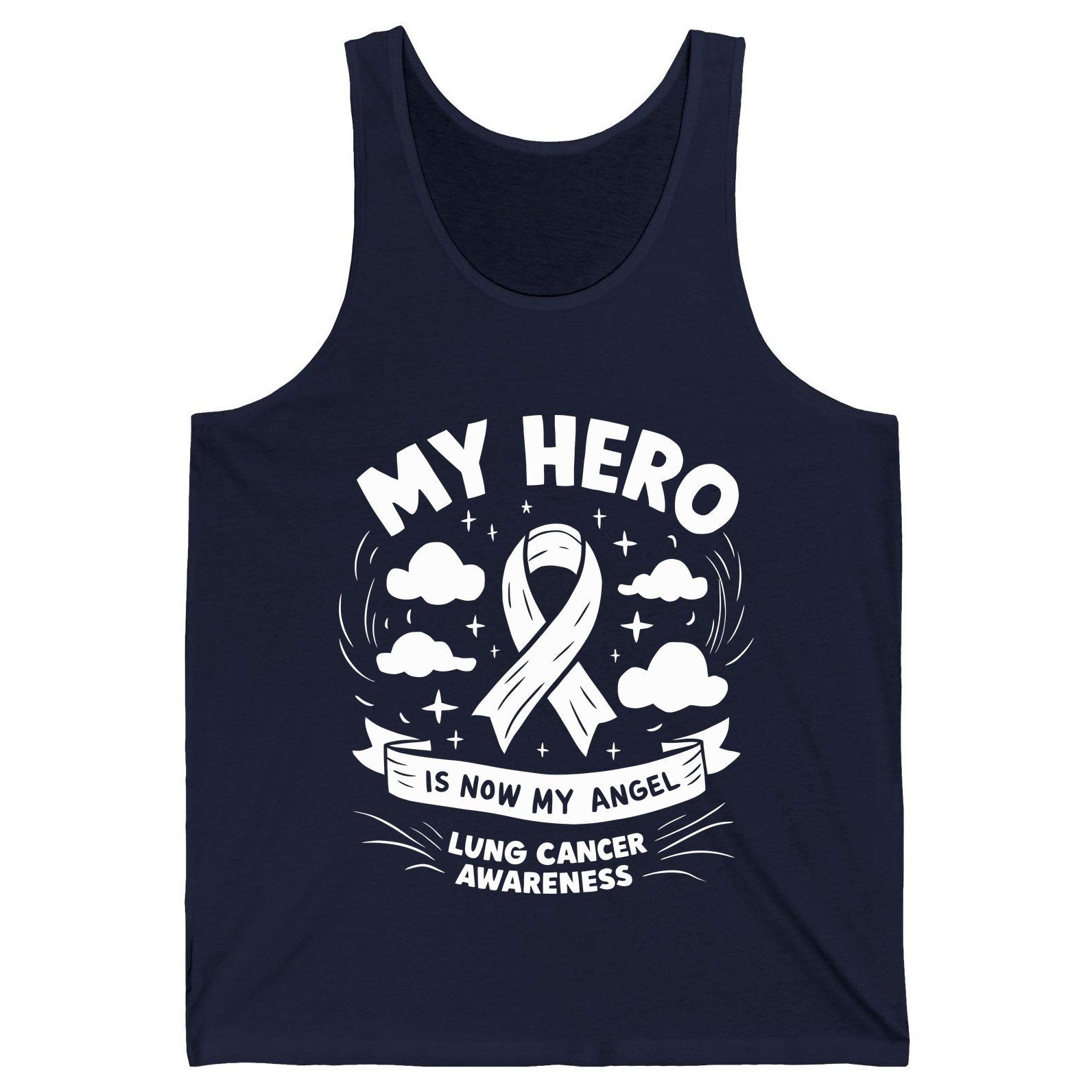 My Hero Is Now My Angel Lung Cancer Awareness lung cancer awareness Tank Top Navy product mockup