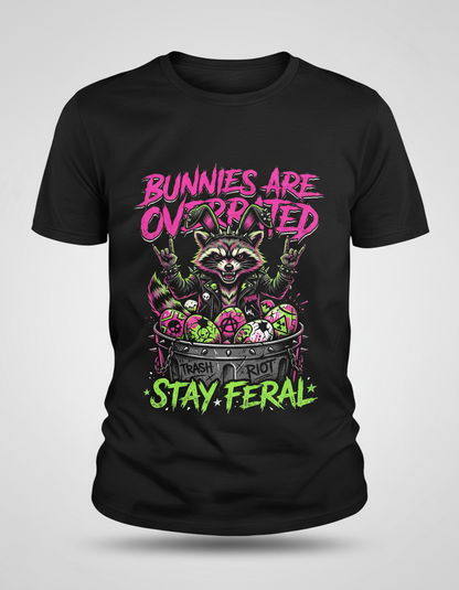 Punk Rock Raccoon Bunnies Are Overrated T-Shirt - Black