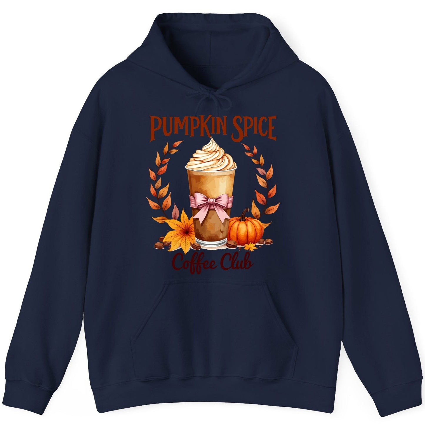 Pumpkin Spice Coffee Club pumpkin spice latte Hoodie Navy product mockup