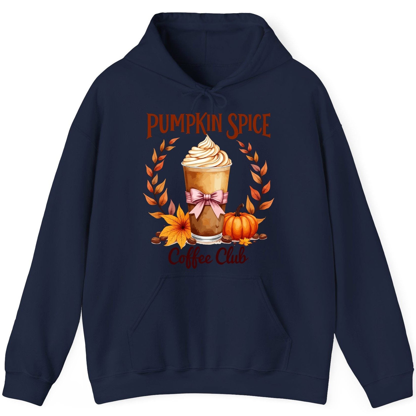 Pumpkin Spice Coffee Club pumpkin spice latte Hoodie Navy product mockup