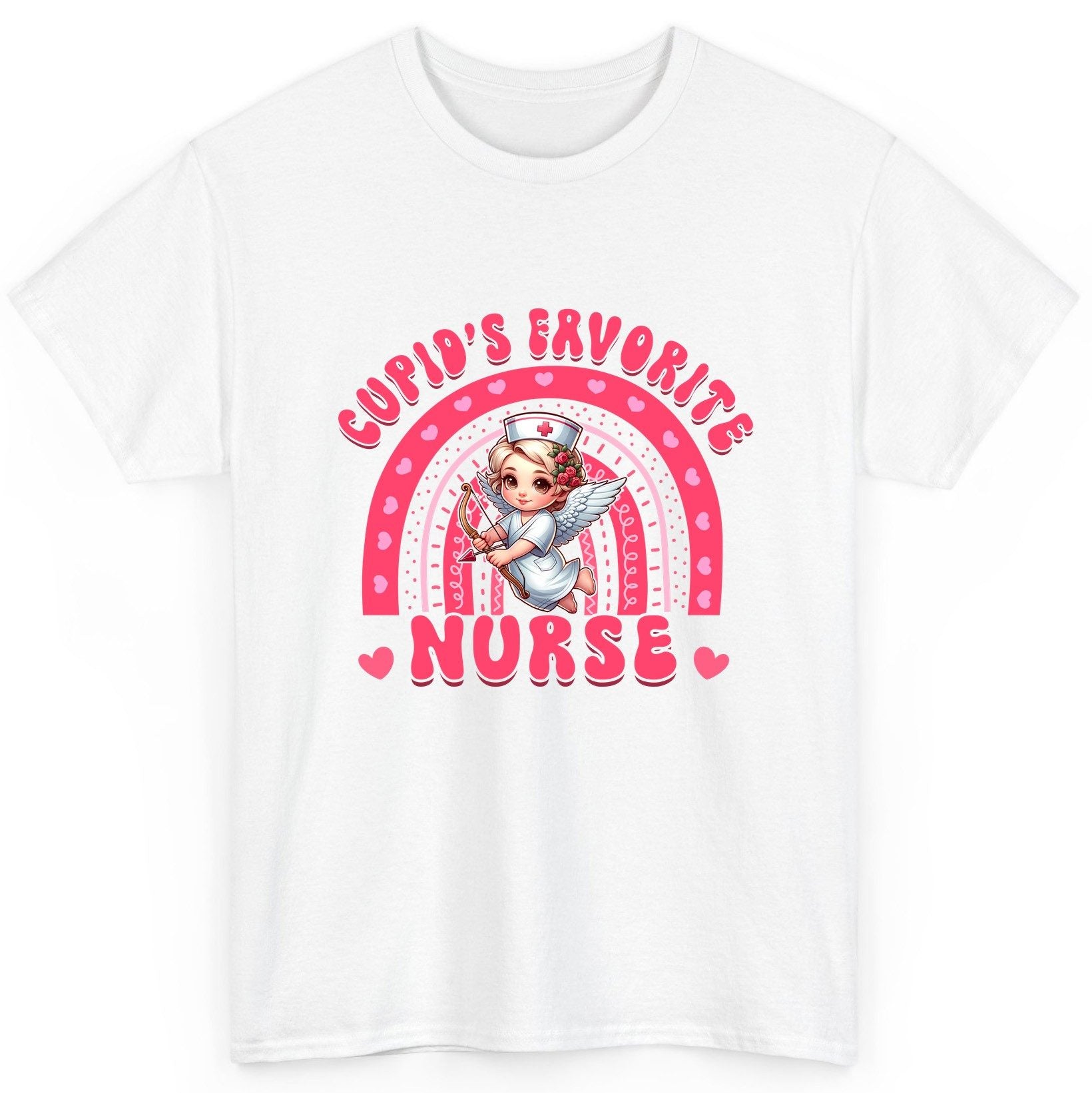 Cupid's Favorite Nurse nurse T-Shirt White product mockup