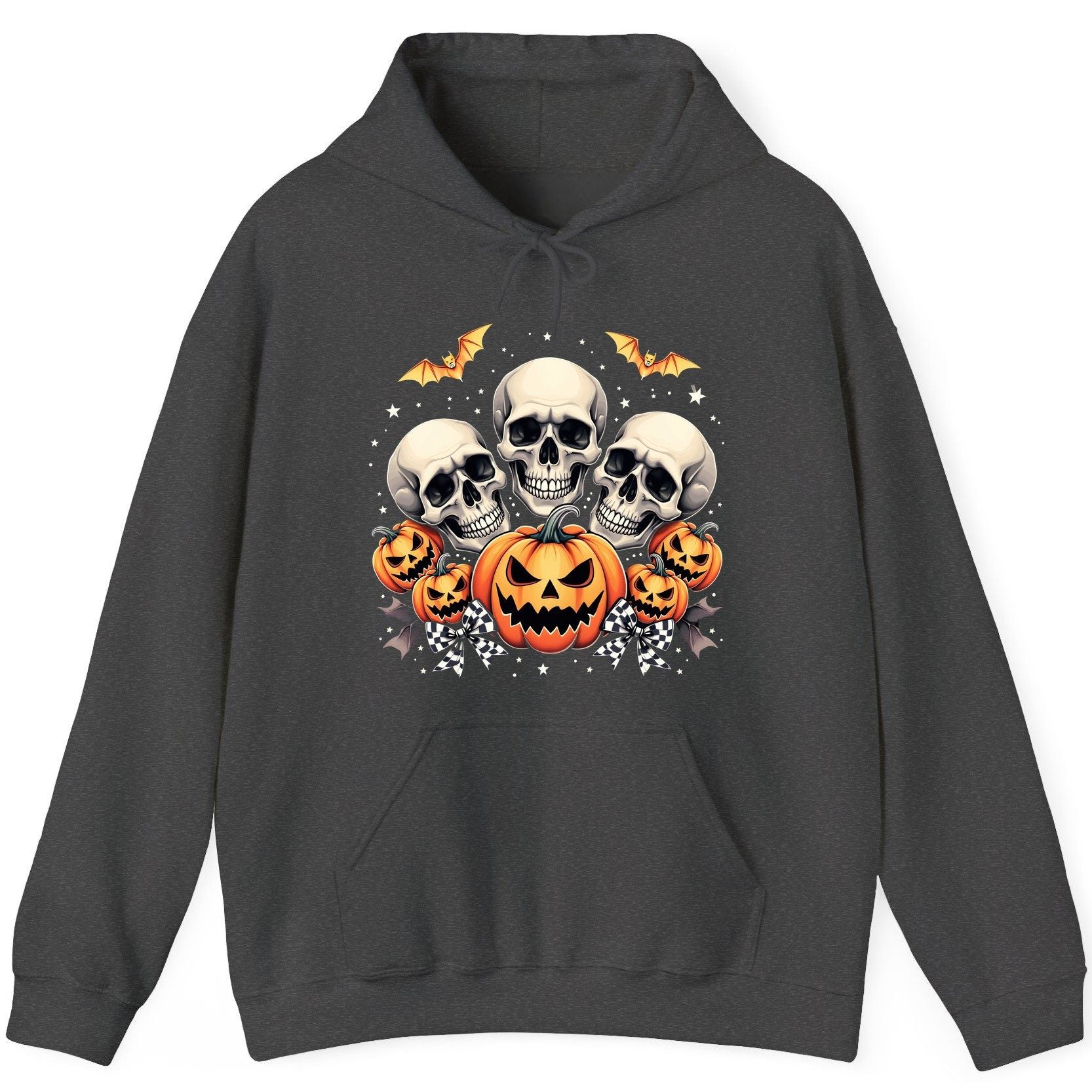 Skulls and Pumpkins Halloween Halloween Hoodie Dark Heather product mockup