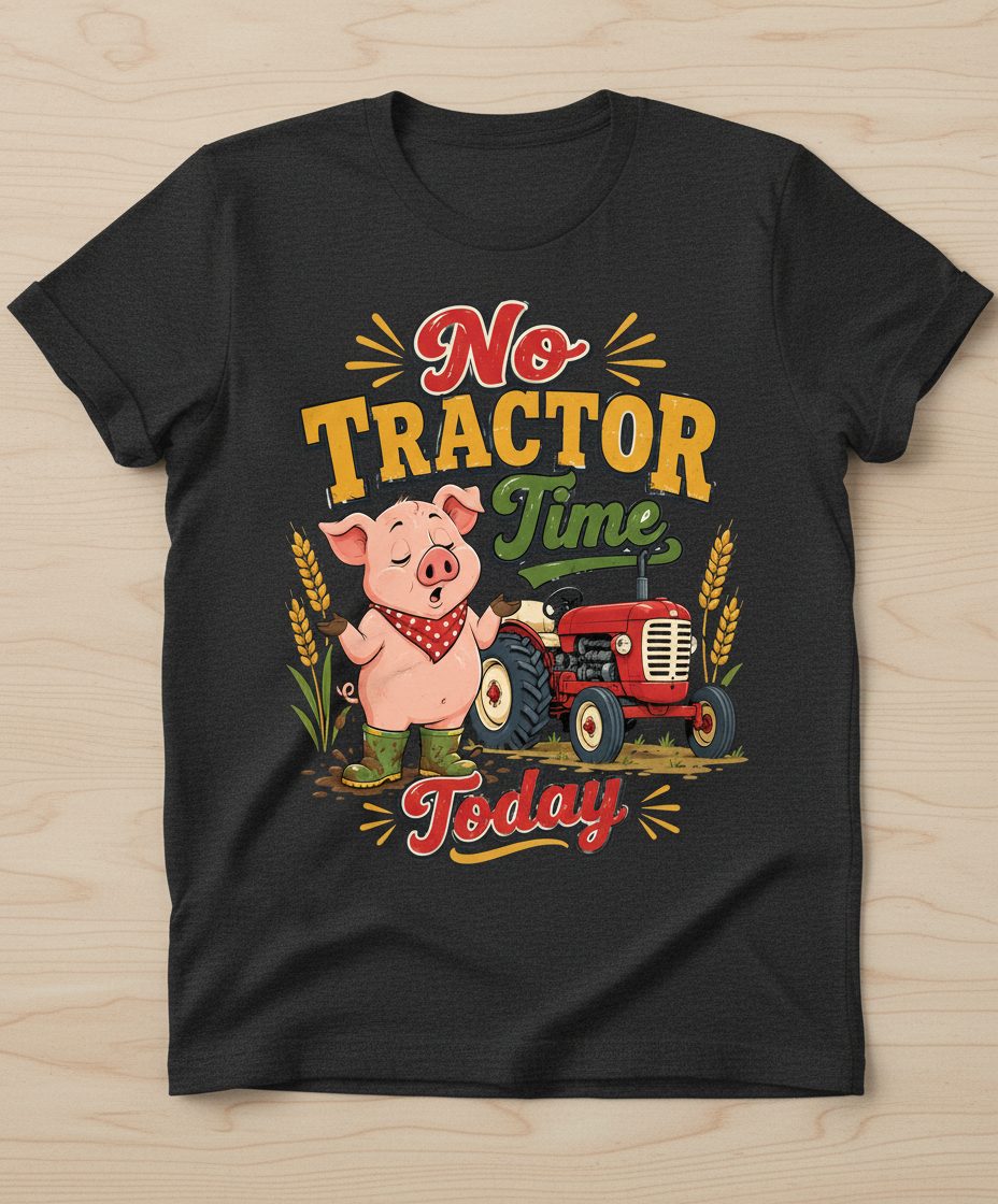 No Tractor Time Today Funny Farming T-Shirt - product mockup - Dark Heather