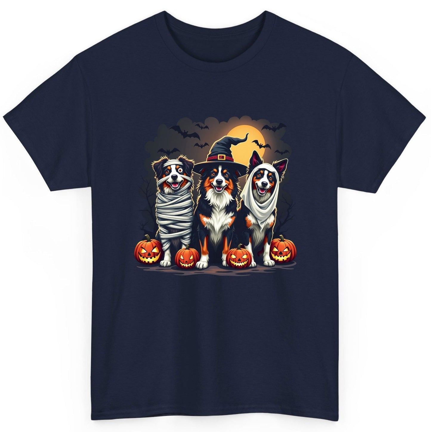 Australian Shepherd Halloween Dogs australian shepherd dogs T-Shirt Navy product mockup