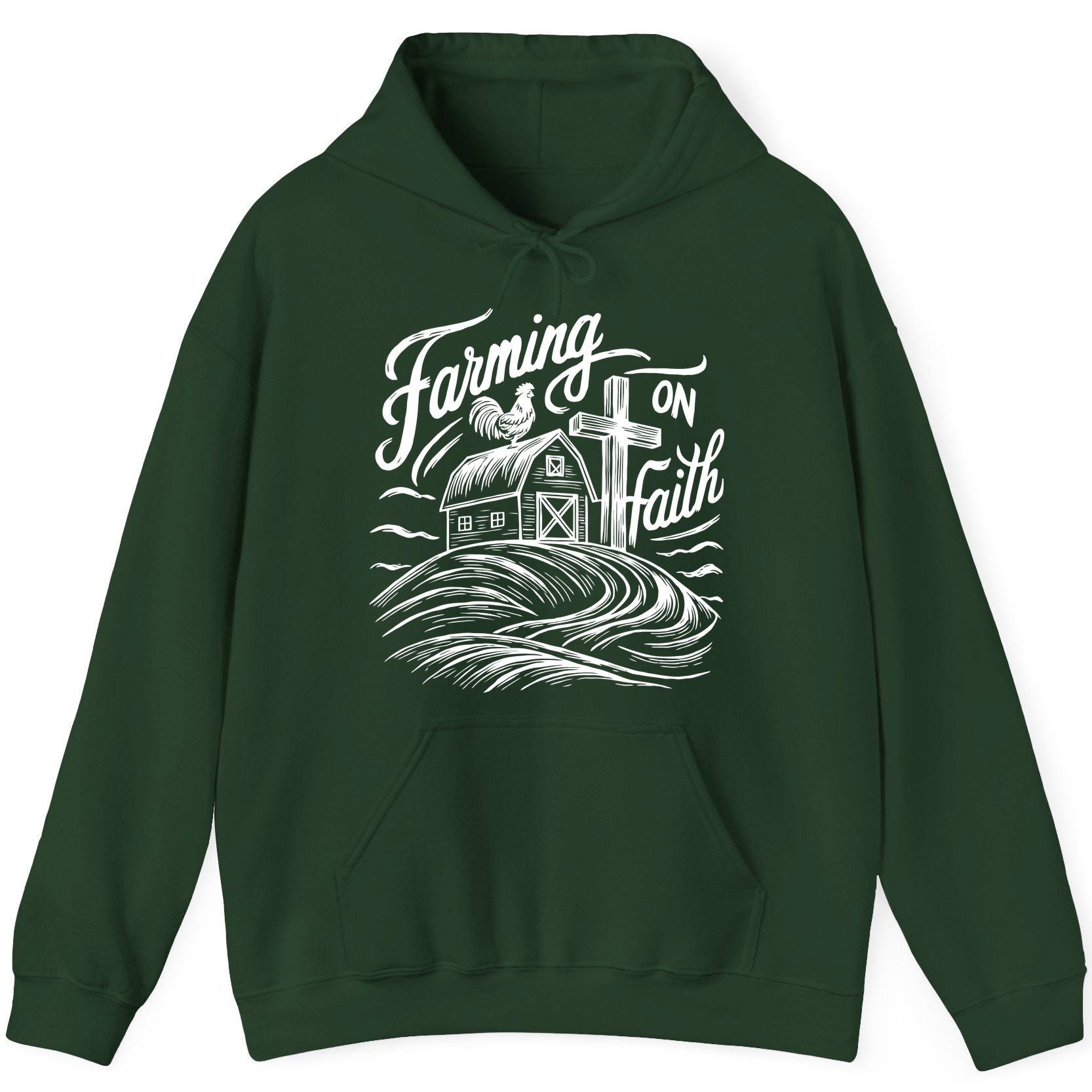 Farming on Faith christian farming Hoodie Forest Green product mockup