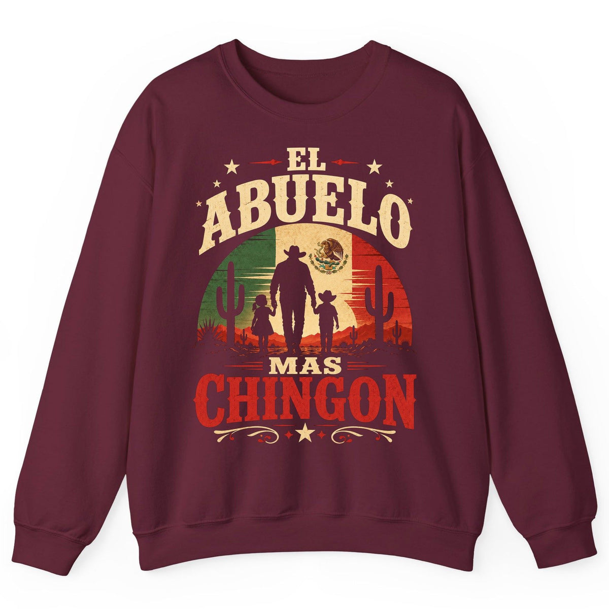 El Abuelo Mas Chingon mexican grandfather Sweatshirt Maroon product mockup
