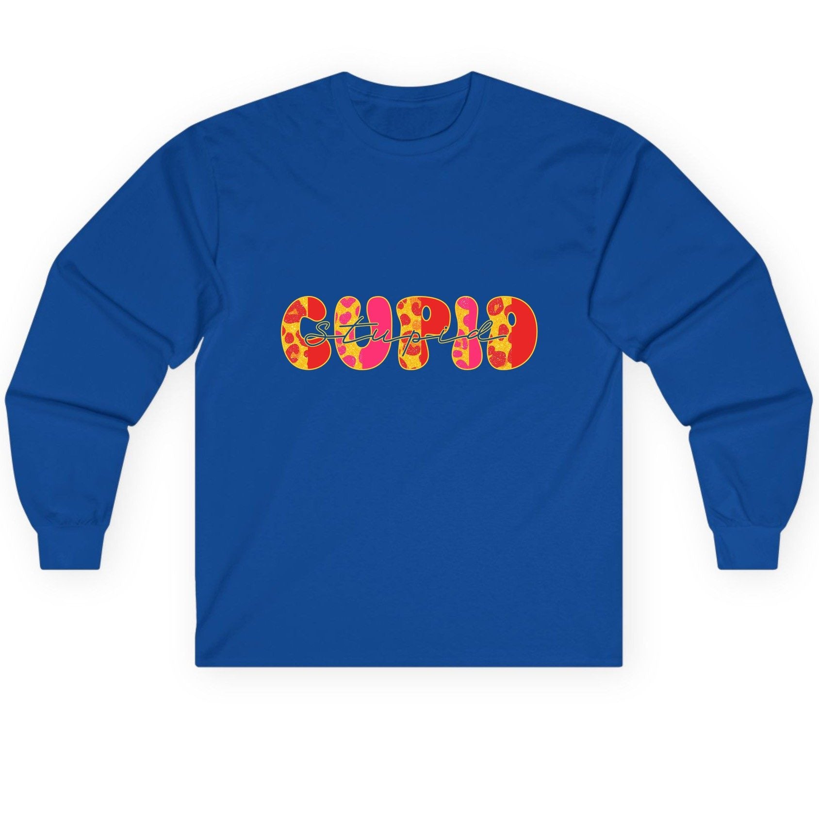 Stupid Cupid anti-Valentine's Day Long Sleeve Tee Royal product mockup