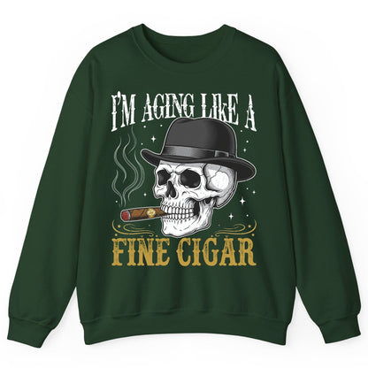 I'm Aging Like a Fine Cigar smoking skull Sweatshirt Forest Green product mockup