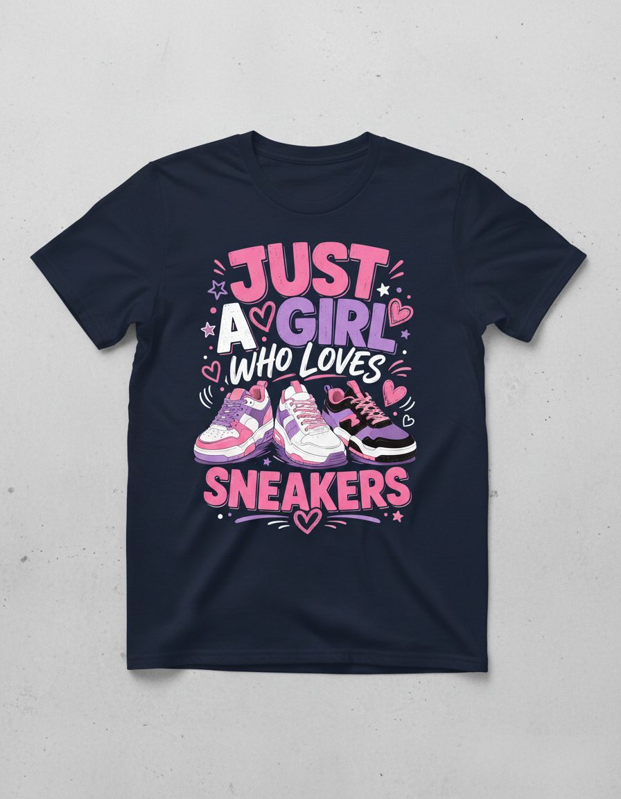 Sneakers Sneakerhead Girls T-Shirt - product mockup - Navy