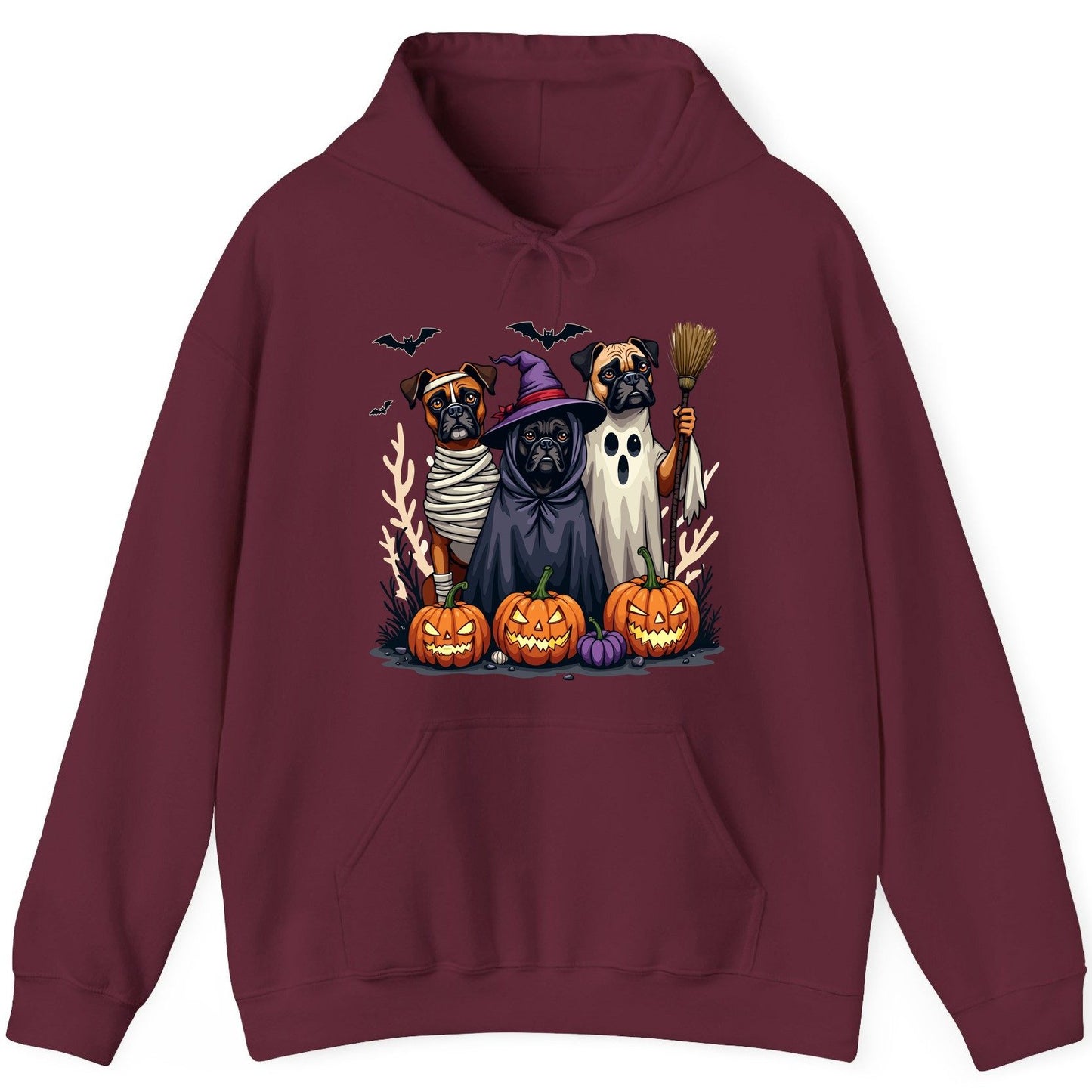 Halloween Dogs in Costume Halloween dogs Hoodie Maroon product mockup