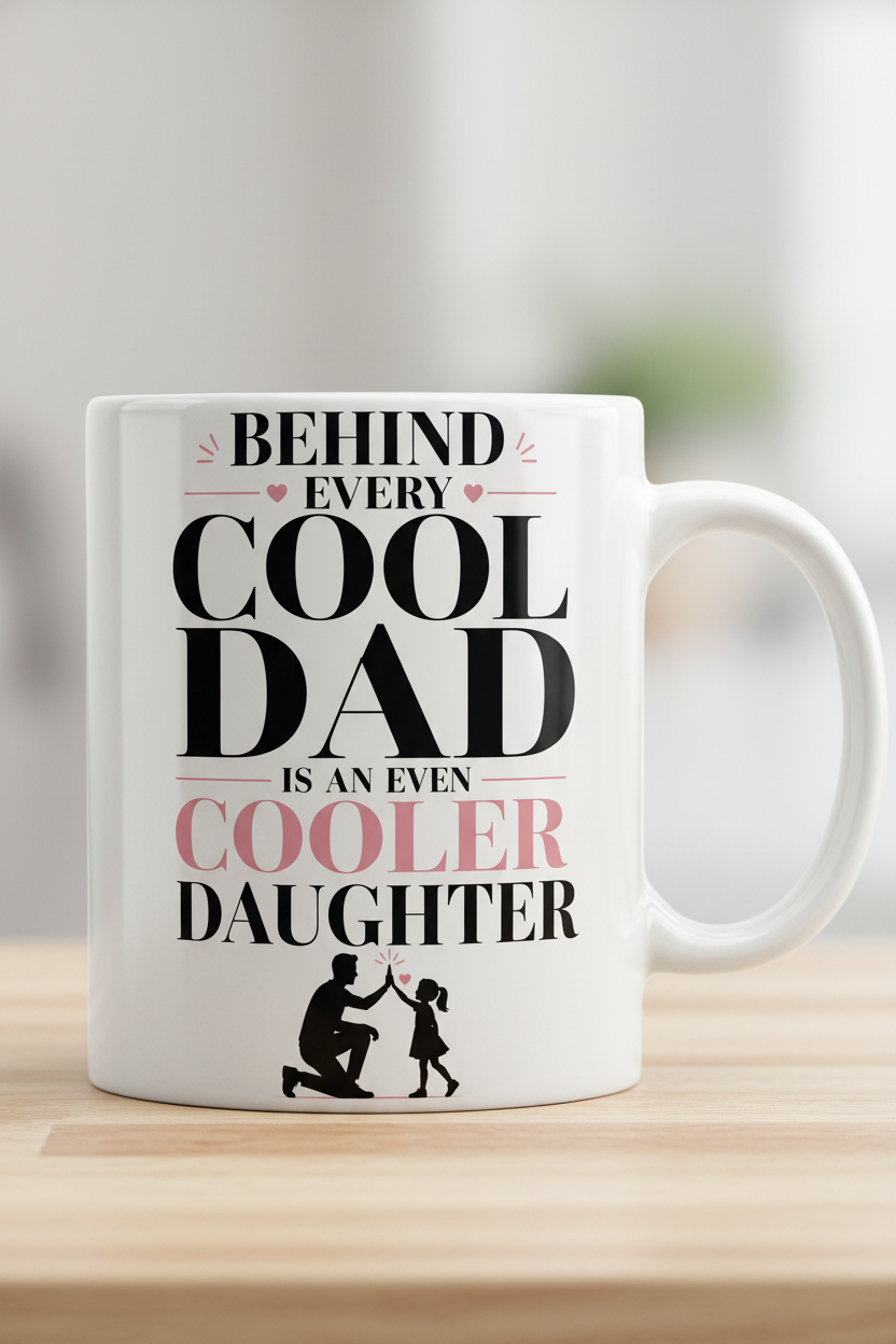 Behind Every Cool Dad Is An Even Cooler Daughter White Mug - White