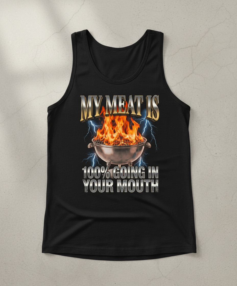 Funny BBQ Grilling My Meat Is Going In Your Mouth Tank Top - Black