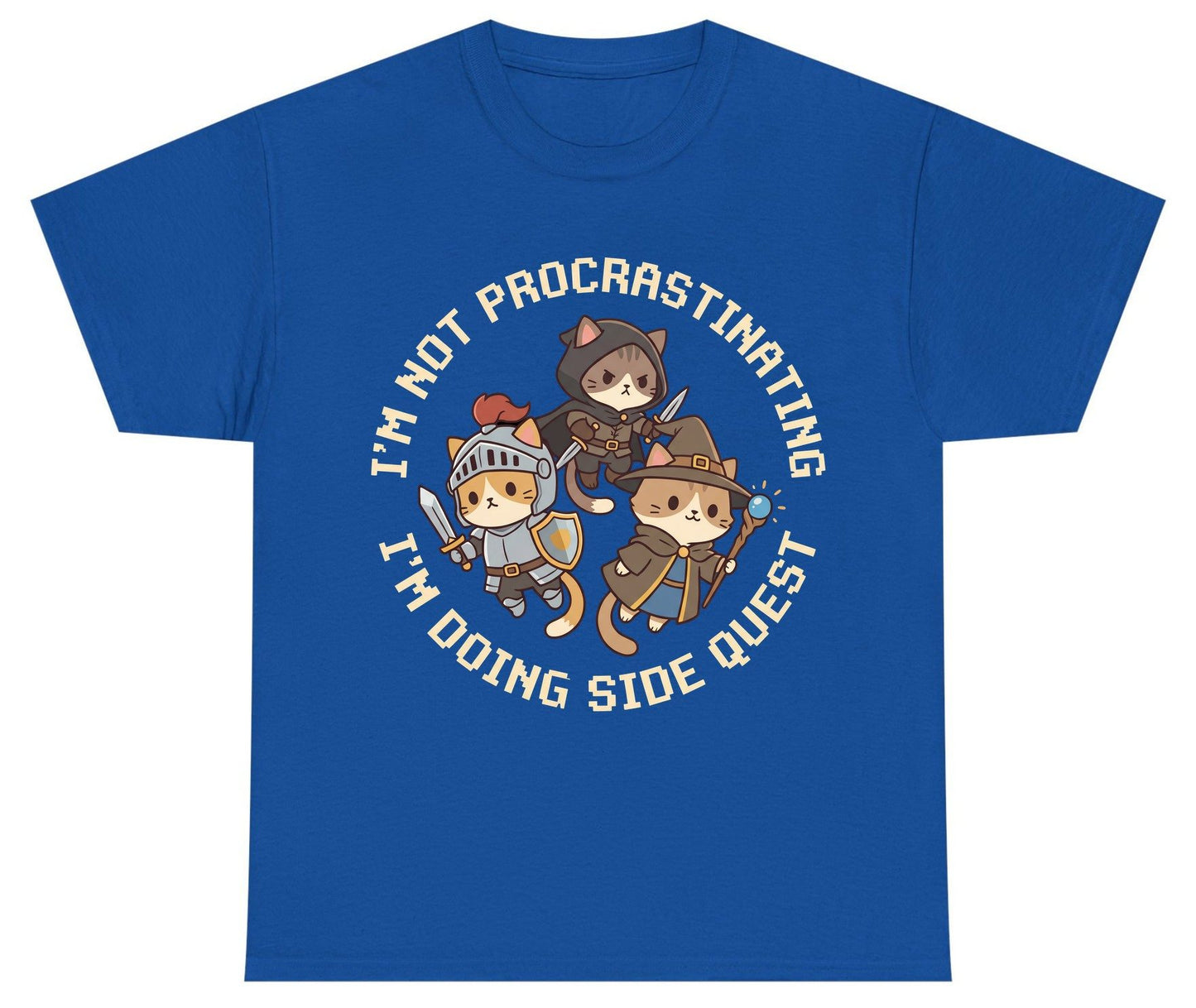 I'm Not Procrastinating I'm Doing Side Quest rpg cats Youth T-Shirt Royal product mockup