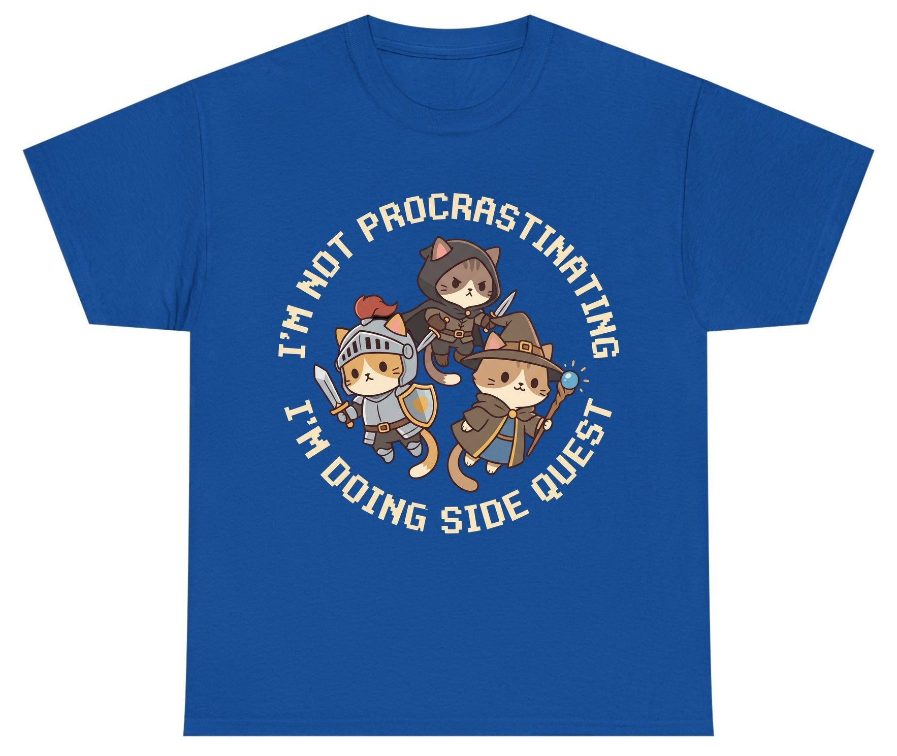 I'm Not Procrastinating I'm Doing Side Quest rpg cats Youth T-Shirt Royal product mockup
