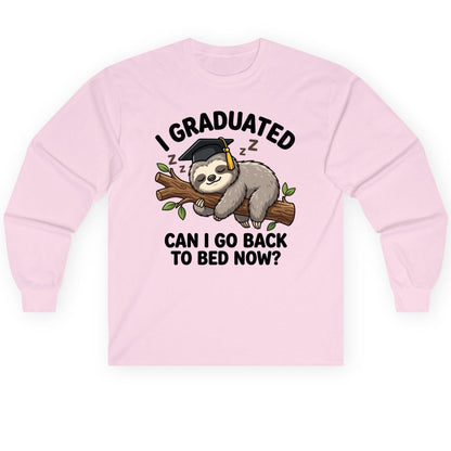 I Graduated Funny Sloth Long Sleeve Tee - product mockup - Light Pink