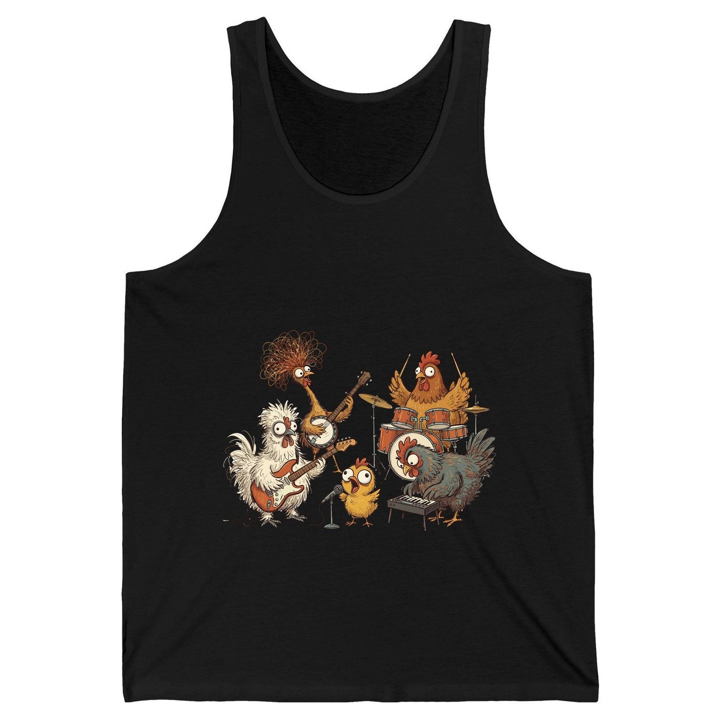 Chicken Rock Band chicken rock band Tank Top Black product mockup
