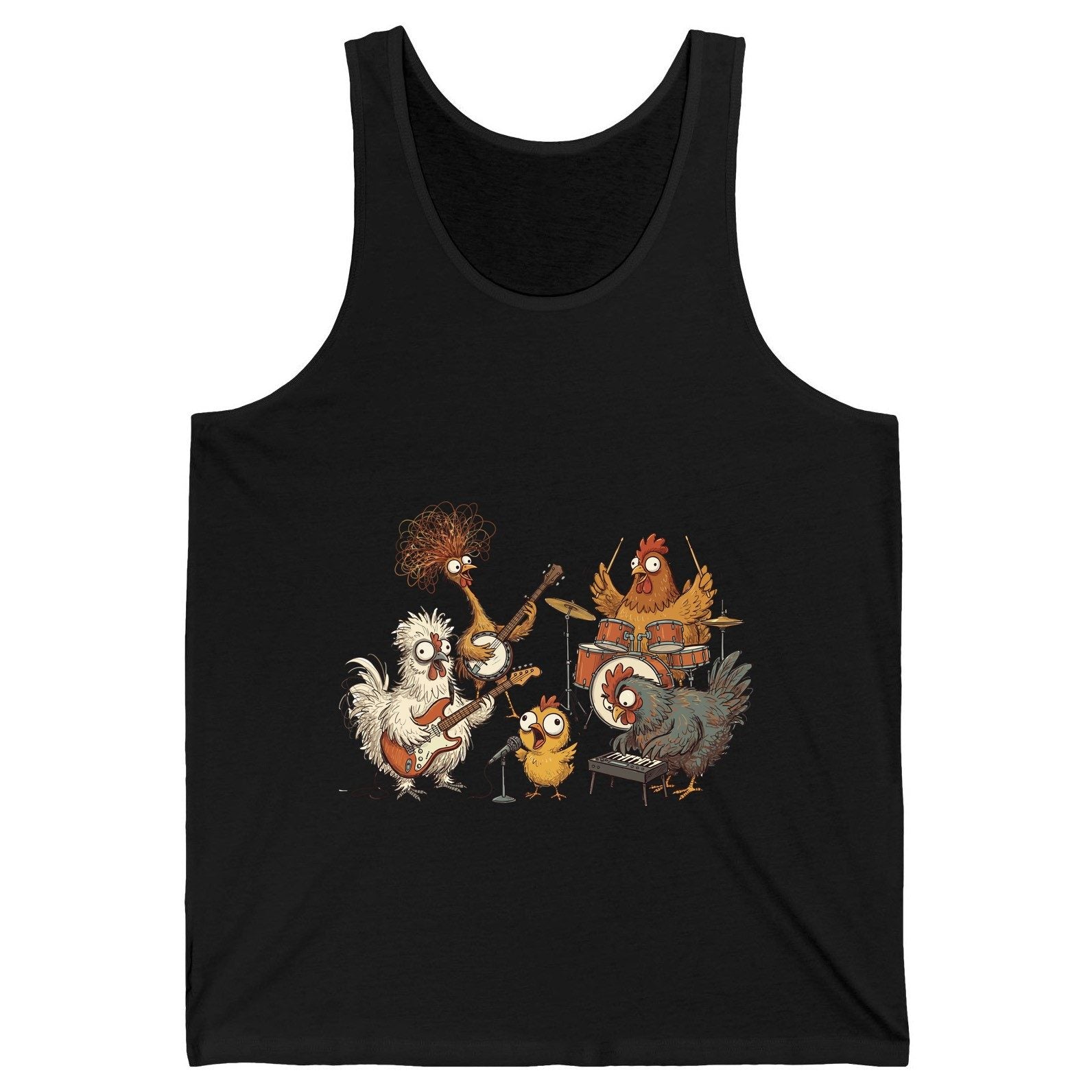 Chicken Rock Band chicken rock band Tank Top Black product mockup