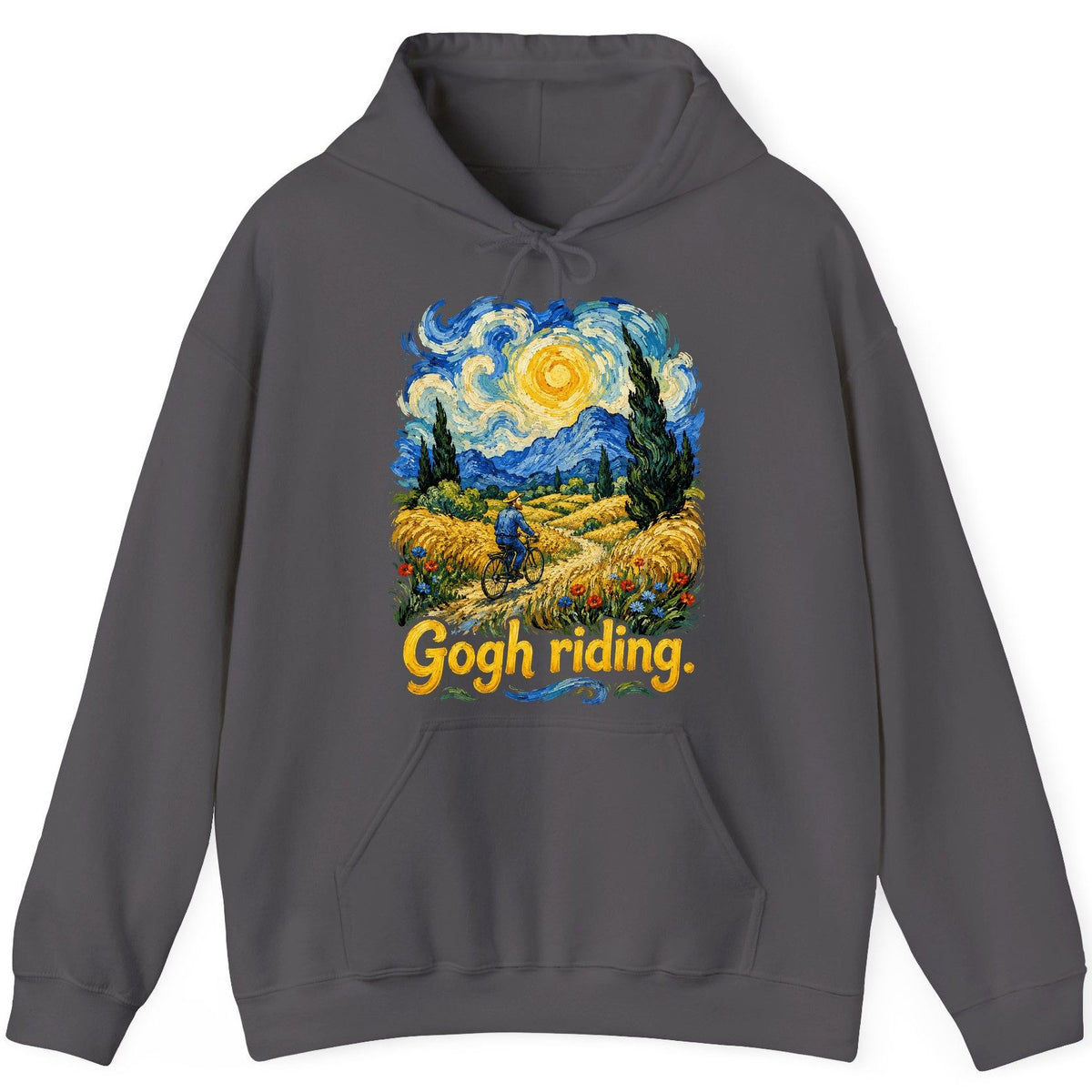 Gogh Riding van gogh art parody Hoodie Charcoal product mockup