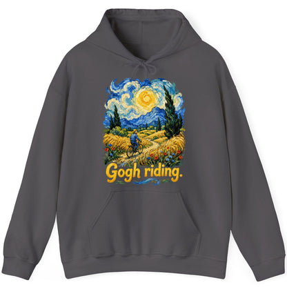 Gogh Riding van gogh art parody Hoodie Charcoal product mockup