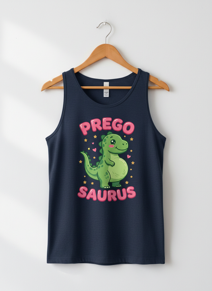 Cute Pregnant Dinosaur Prego Saurus Tank Top - Navy