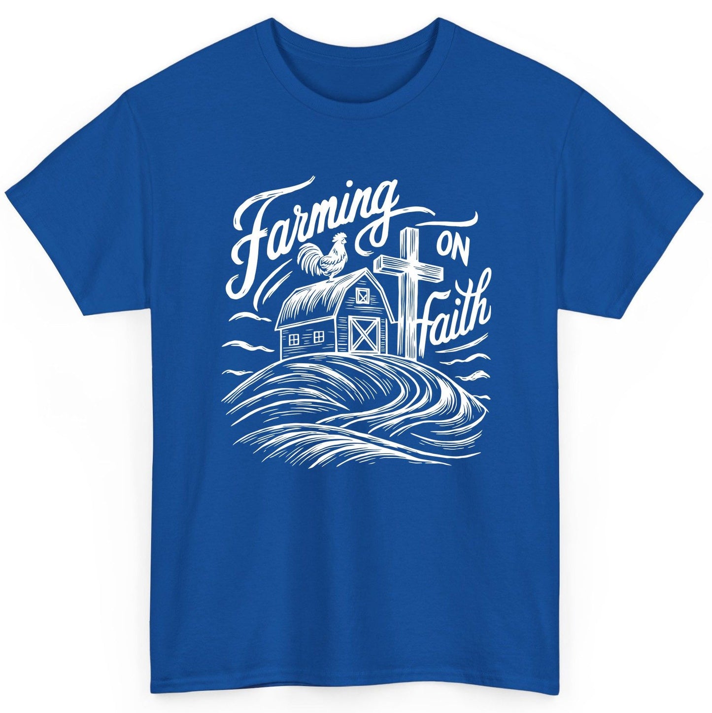 Farming on Faith christian farming T-Shirt Royal product mockup