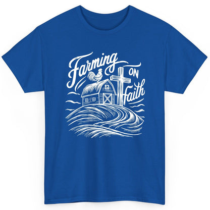 Farming on Faith christian farming T-Shirt Royal product mockup