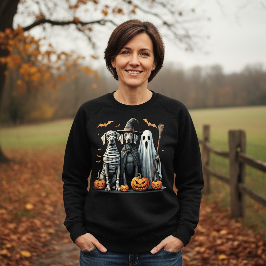 Halloween Weimaraner Dogs Halloween weimaraner dogs Sweatshirt Black lifestyle mockup