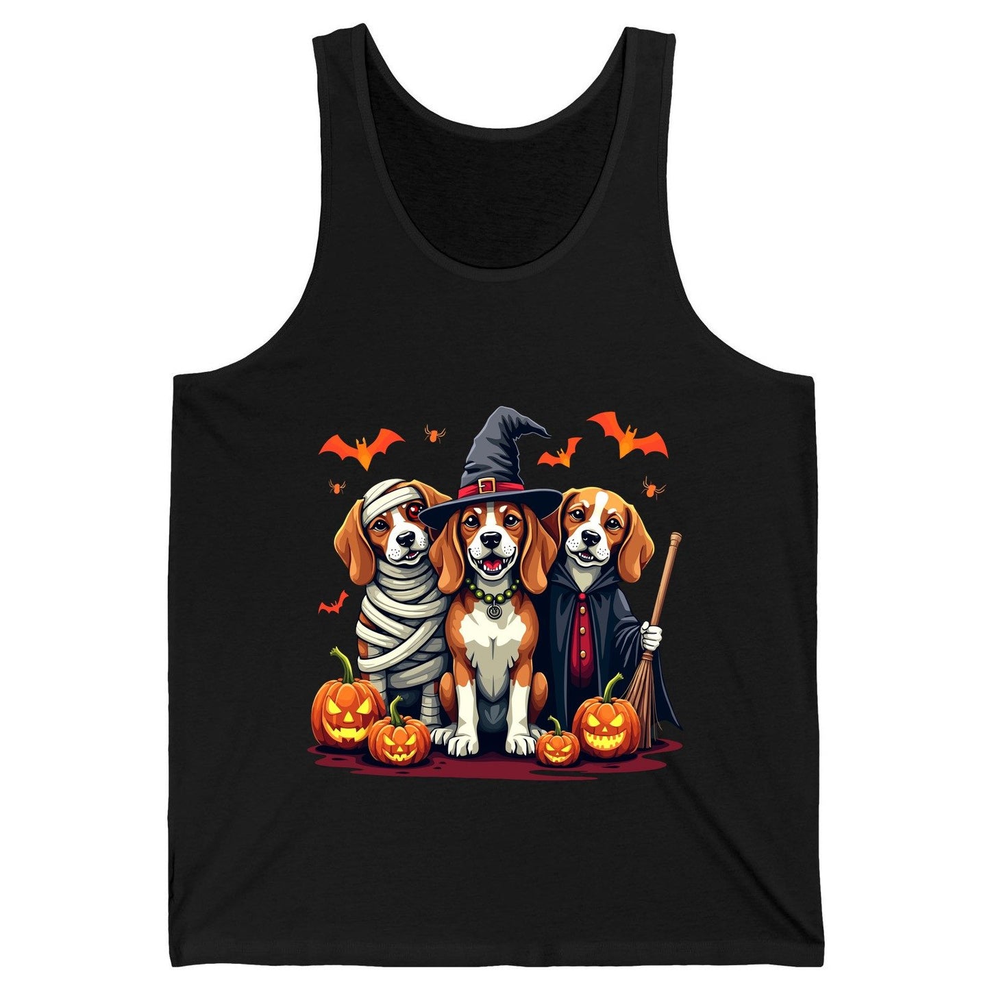 Halloween Beagles Costume beagles in Halloween costumes Tank Top Black product mockup