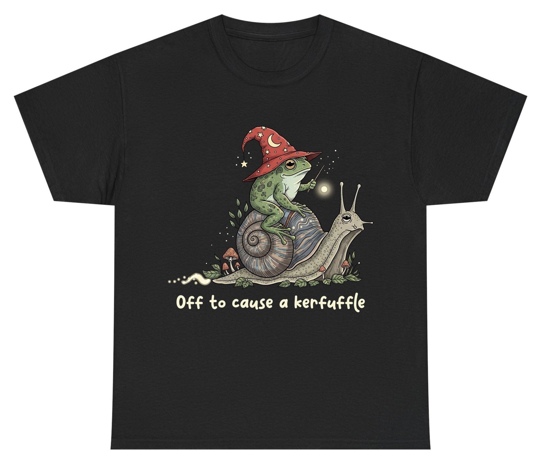 Off to Cause a Kerfuffle wizard frog Youth T-Shirt Black product mockup