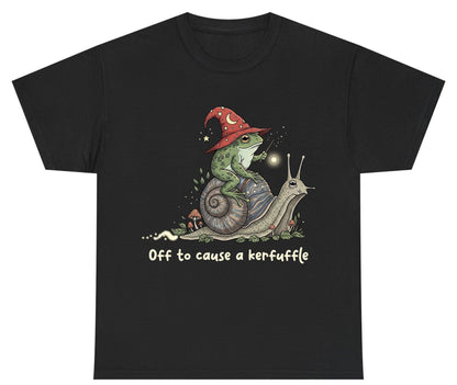 Off to Cause a Kerfuffle wizard frog Youth T-Shirt Black product mockup