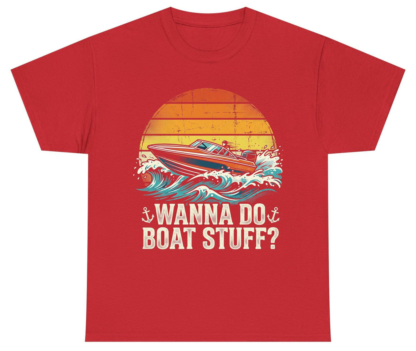 WANNA DO BOAT STUFF Funny Boating Youth T-Shirt - product mockup - Red