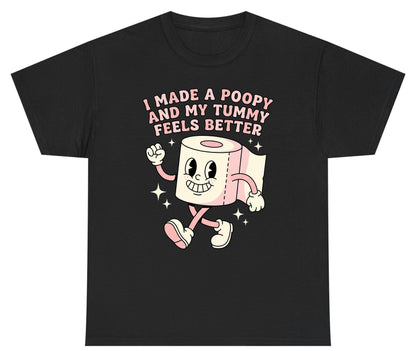 I Made a Poopy and My Tummy Feels Better funny toilet paper Youth T-Shirt Black product mockup