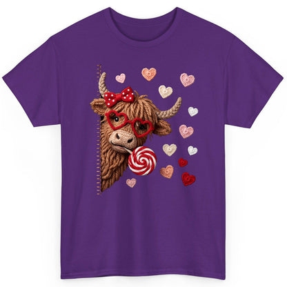 Crochet Valentine's Highland Cow highland cow T-Shirt Purple product mockup