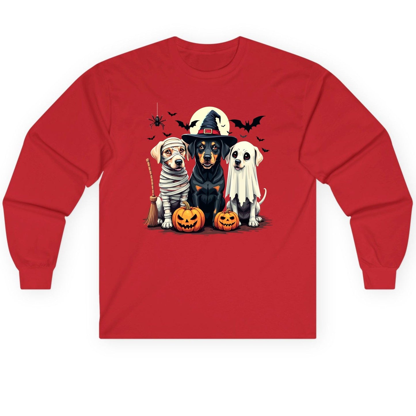 Halloween Dogs in Costumes dogs in Halloween costumes Long Sleeve Tee Red product mockup