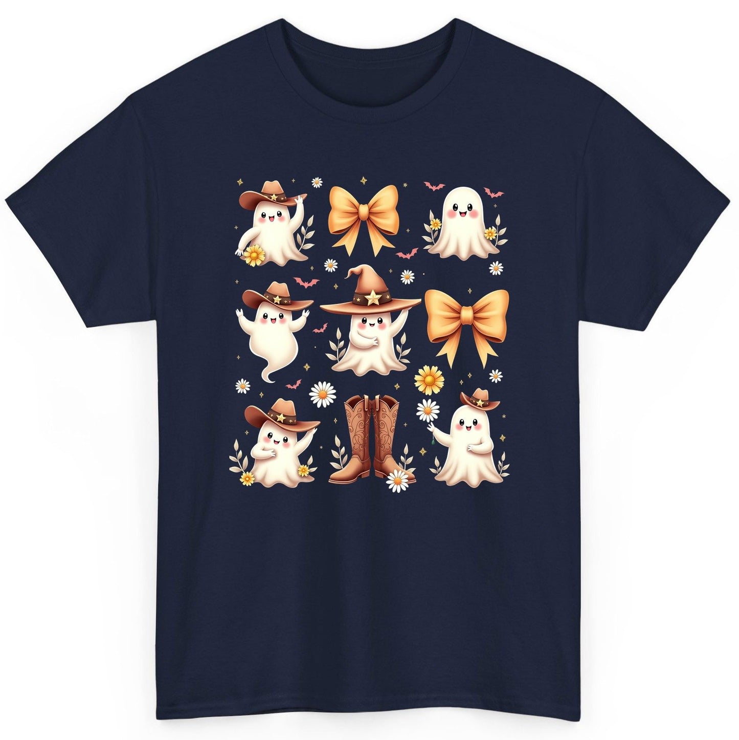 Boo Haw Cute Ghost cute ghost T-Shirt Navy product mockup