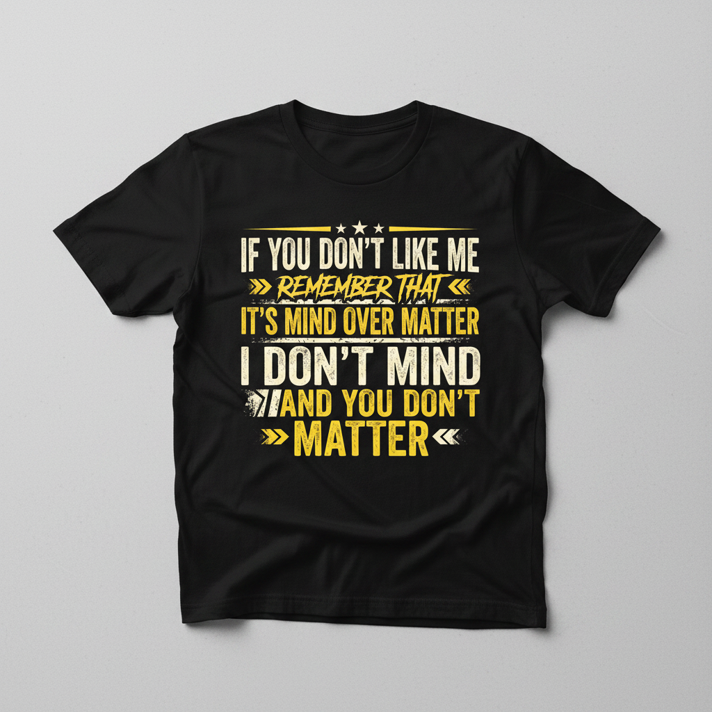 Funny Sarcastic Mind Over Matter Quote T-Shirt - Black