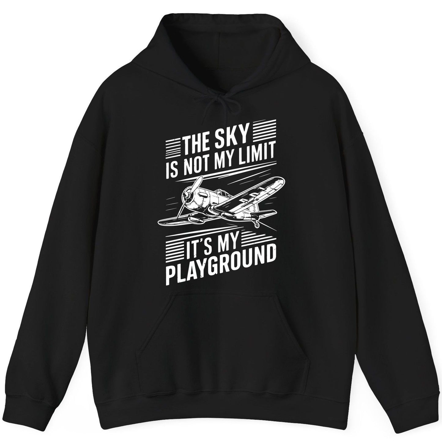 The Sky Is Not My Limit It's My Playground vintage airplane Hoodie Black product mockup