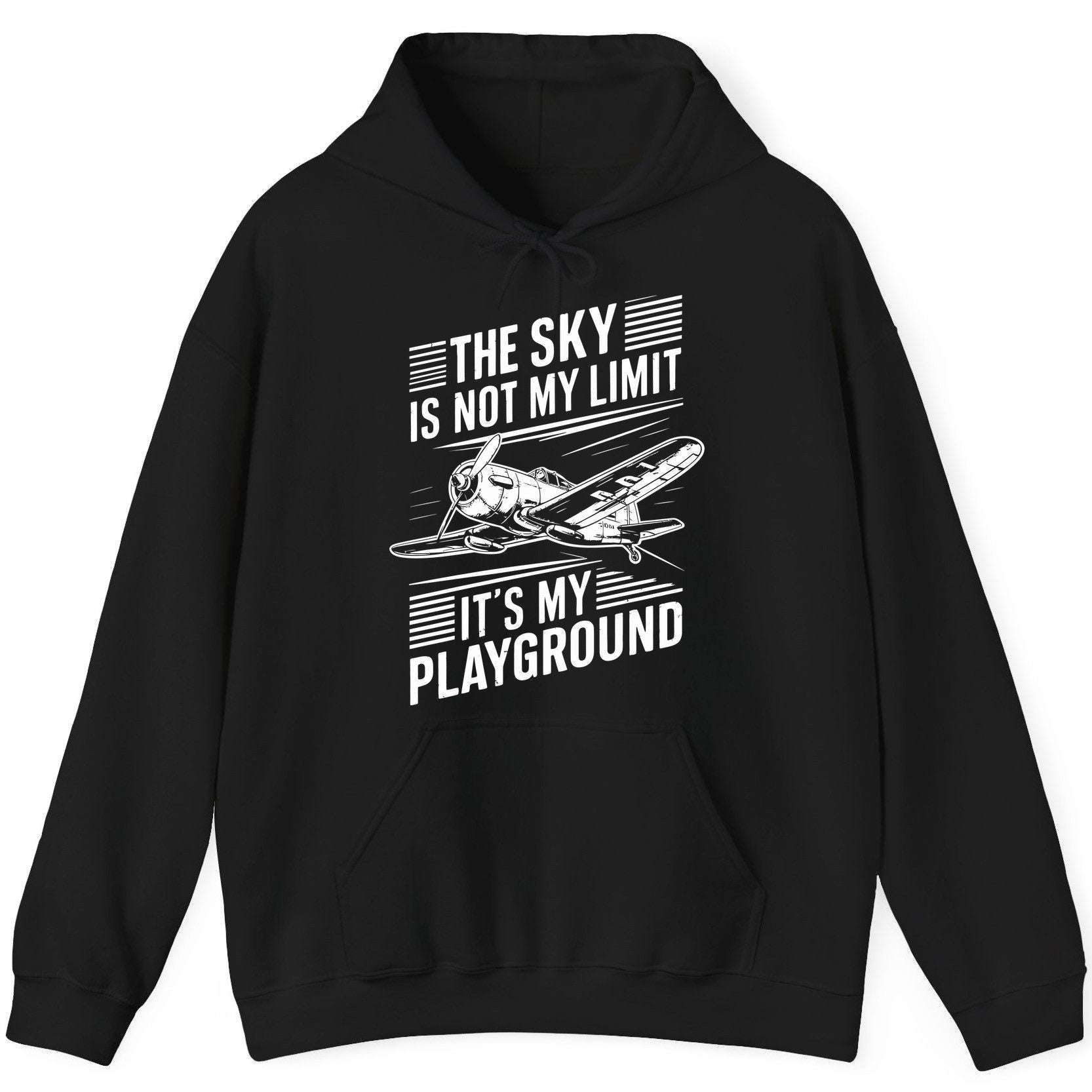 The Sky Is Not My Limit It's My Playground vintage airplane Hoodie Black product mockup
