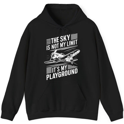 The Sky Is Not My Limit It's My Playground vintage airplane Hoodie Black product mockup