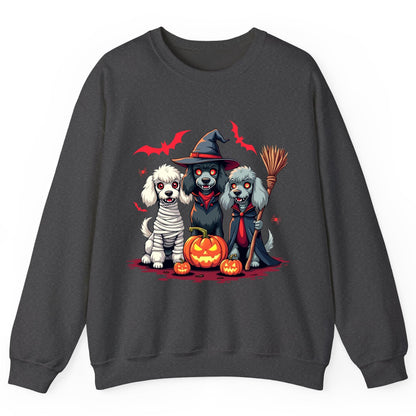 Spooky Poodle Trio Halloween dogs Sweatshirt Dark Heather product mockup