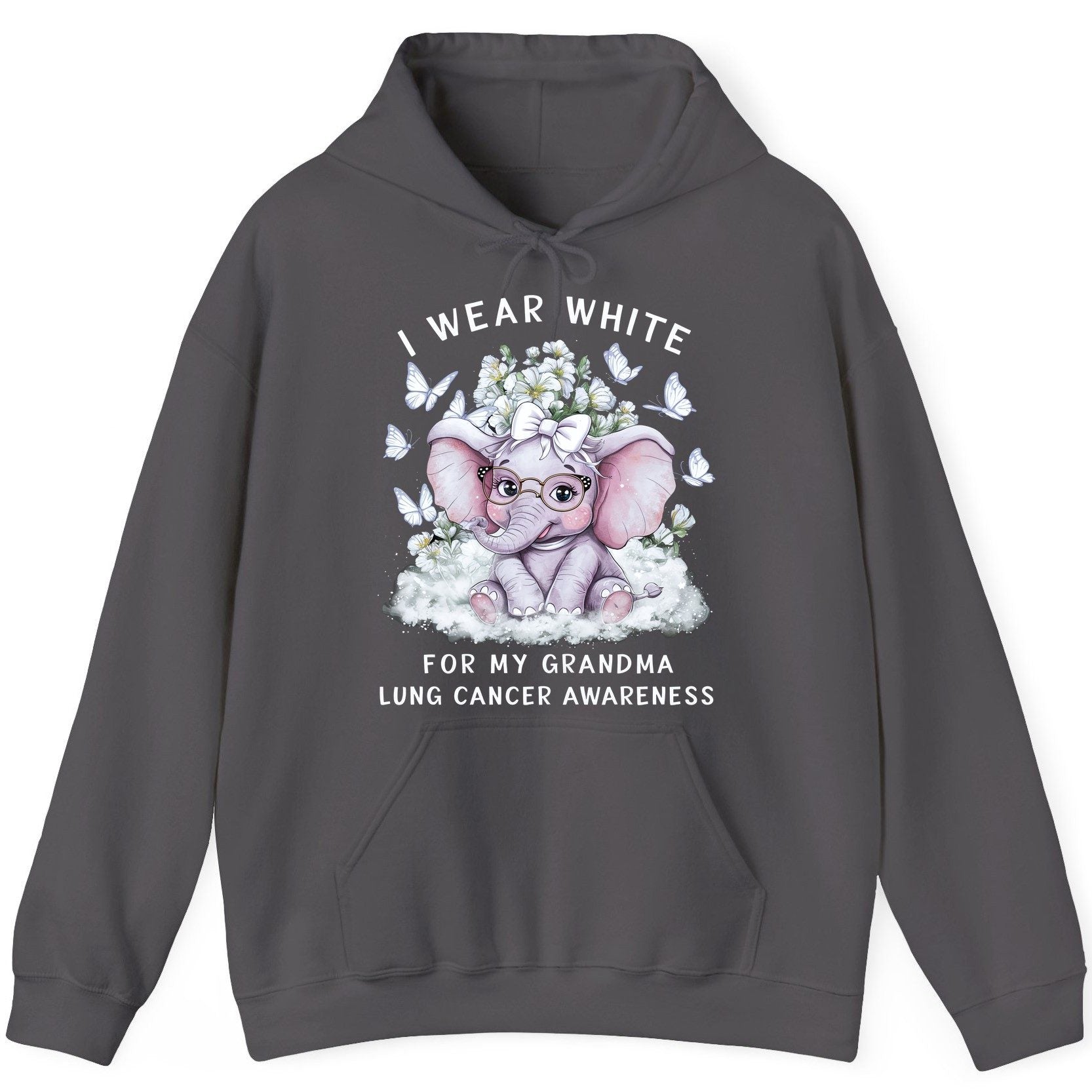 I Wear White for My Grandma Lung Cancer Awareness lung cancer awareness Hoodie Charcoal product mockup